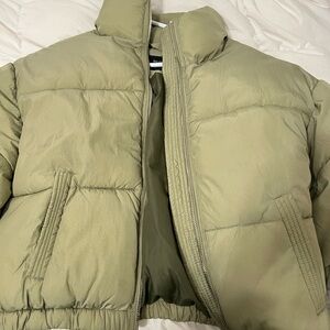 Sage Green Puffer Jacket (Bershka)